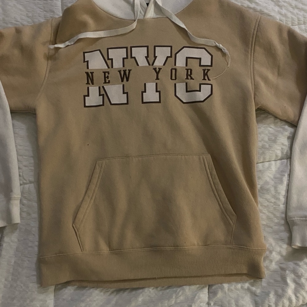 NYC Beige and White Hoodie